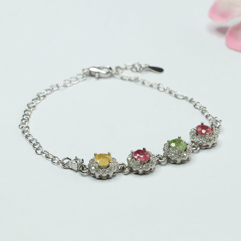 Natural candy tourmaline bracelet Wangfu stone bracelet colorful treasure CB4040702 