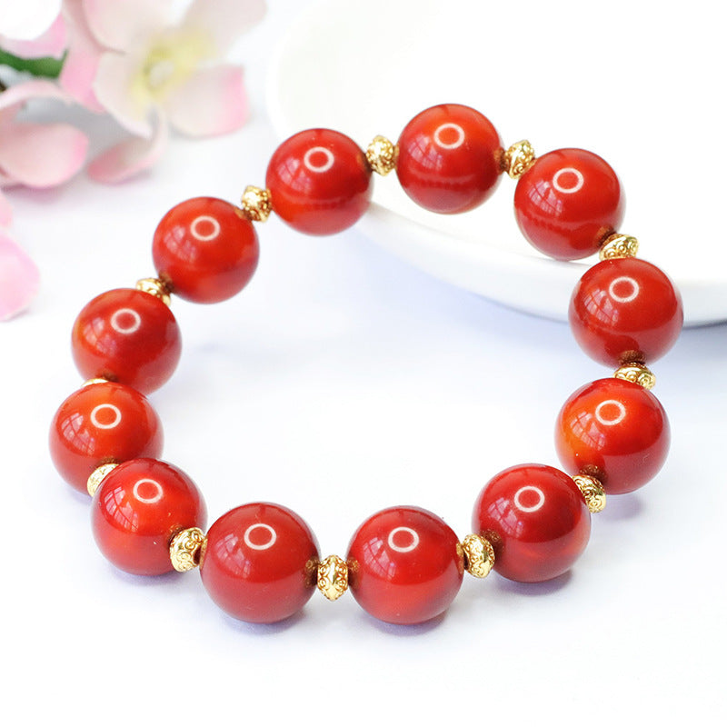 Red agate bracelet with crystal color treasure bracelet jewelry MN3102401