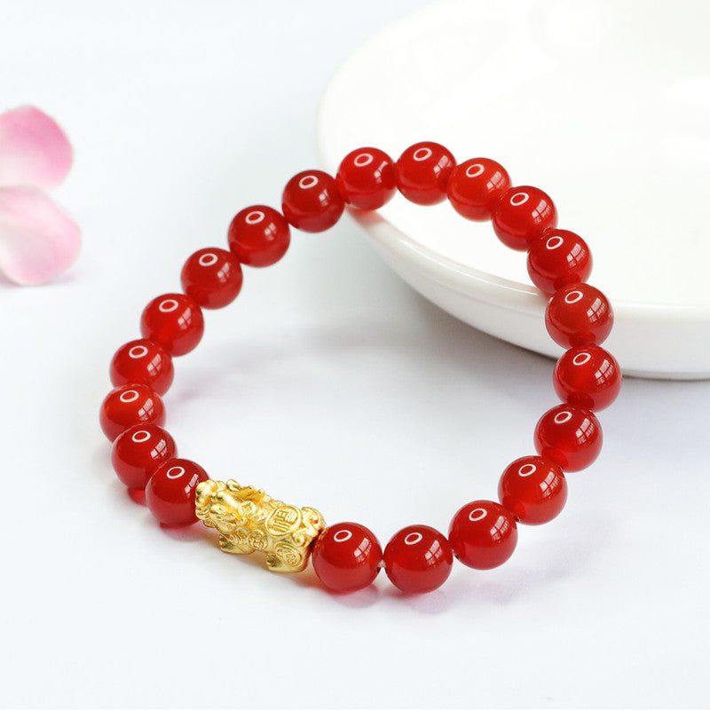 Natural red agate bracelet silver Pixiu bracelet chalcedony jewelry MN2070102