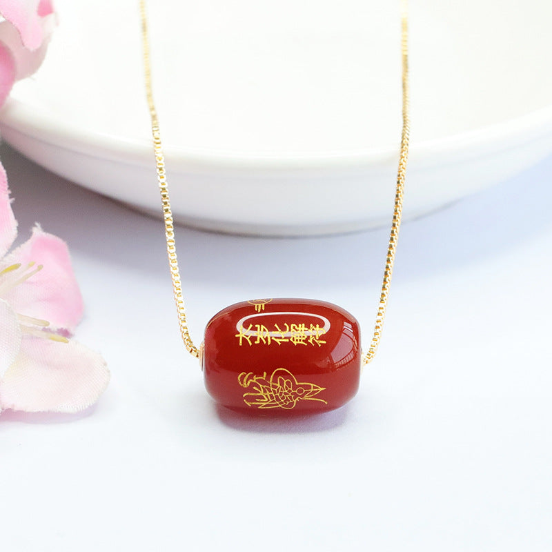 18K gold with red agate pendant Passepartout necklace MN3030204