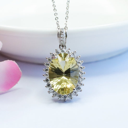 S925 silver inlaid natural citrine pendant light luxury necklace colorful treasure supply CB2082009 