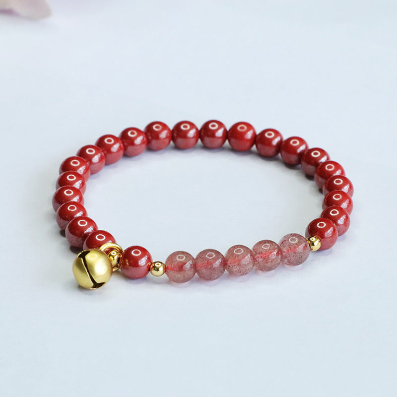 Cinnabar Imperial Sand Bracelet Strawberry Crystal Bell Bracelet ZS3071201 