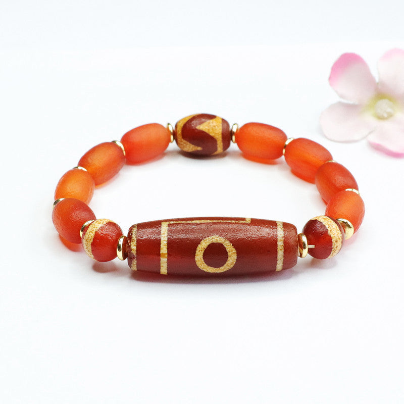 Old material red agate bracelet Dzi beads passepartout bracelet MN2042016