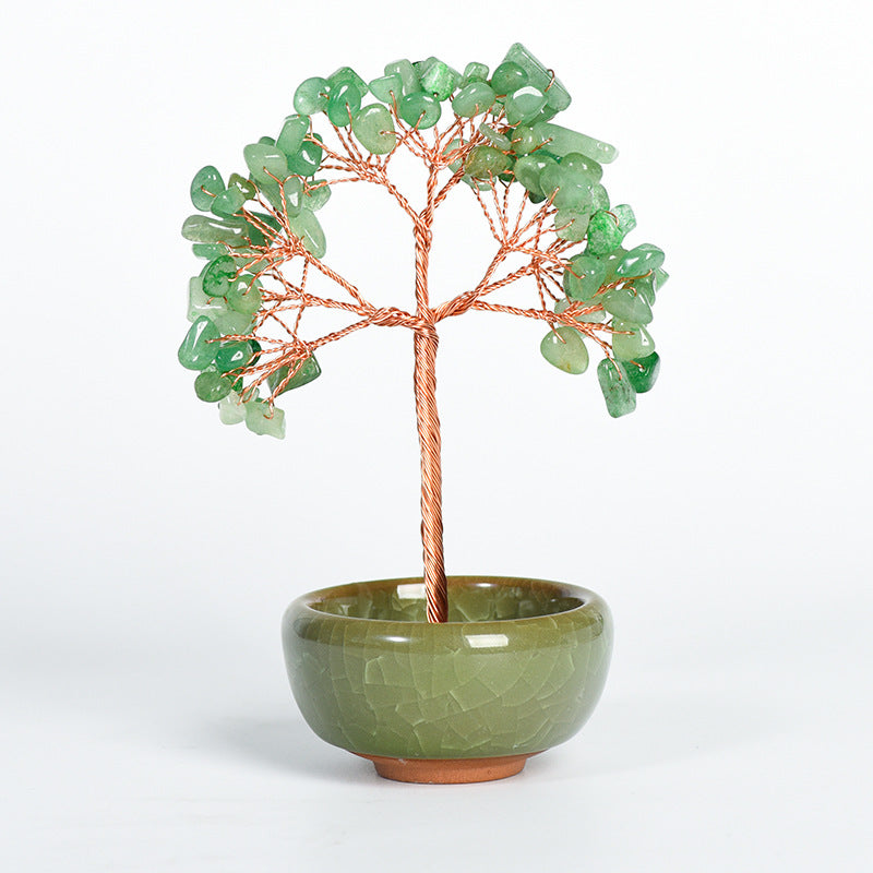 Natural crystal tree gravel ornaments crystal tree home creative office decoration crafts colorful small bowl shape base 