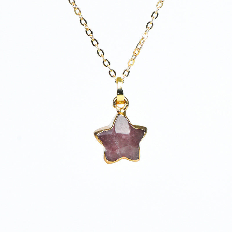 Exquisite natural amethyst star shape gold-plated pendant irregular crystal necklace jewelry accessories 