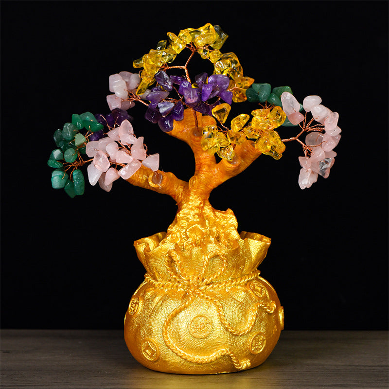 Opening Gift Ornaments Home Living Room Office Decorations Hot Selling Crystal Crafts Tree Citrine Tree 