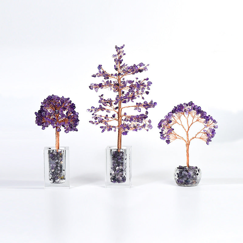 Natural gravel crystal tree diamond glass bowl crafts home creative office desk decoration color tree wholesale 