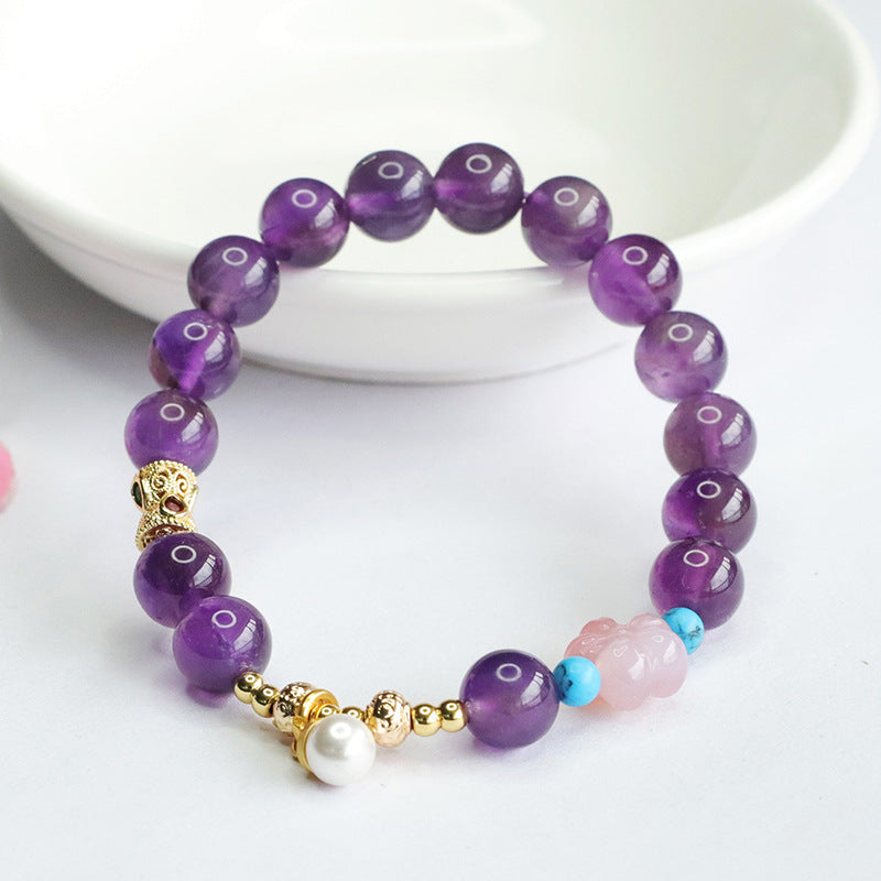 Natural Amethyst Bracelet Salt Source Agate Flower Bracelet Colorful Treasure CB4062602 