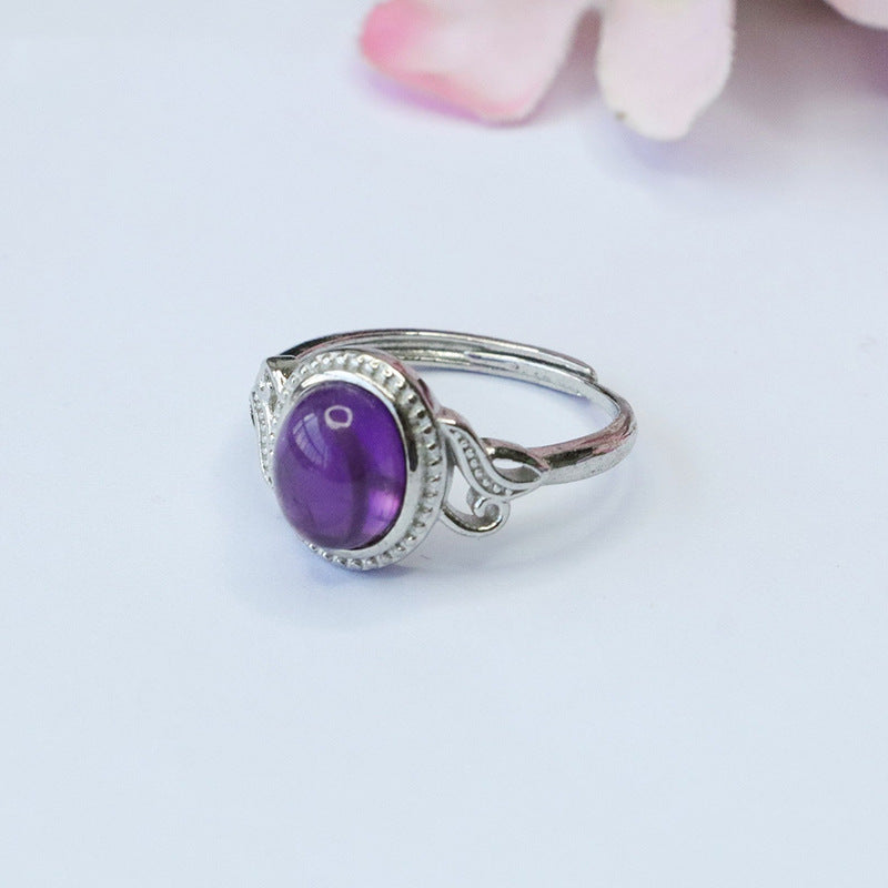 Natural Amethyst Ring Purple Colorful Jewelry Ring Retro Jewelry CB3092905 