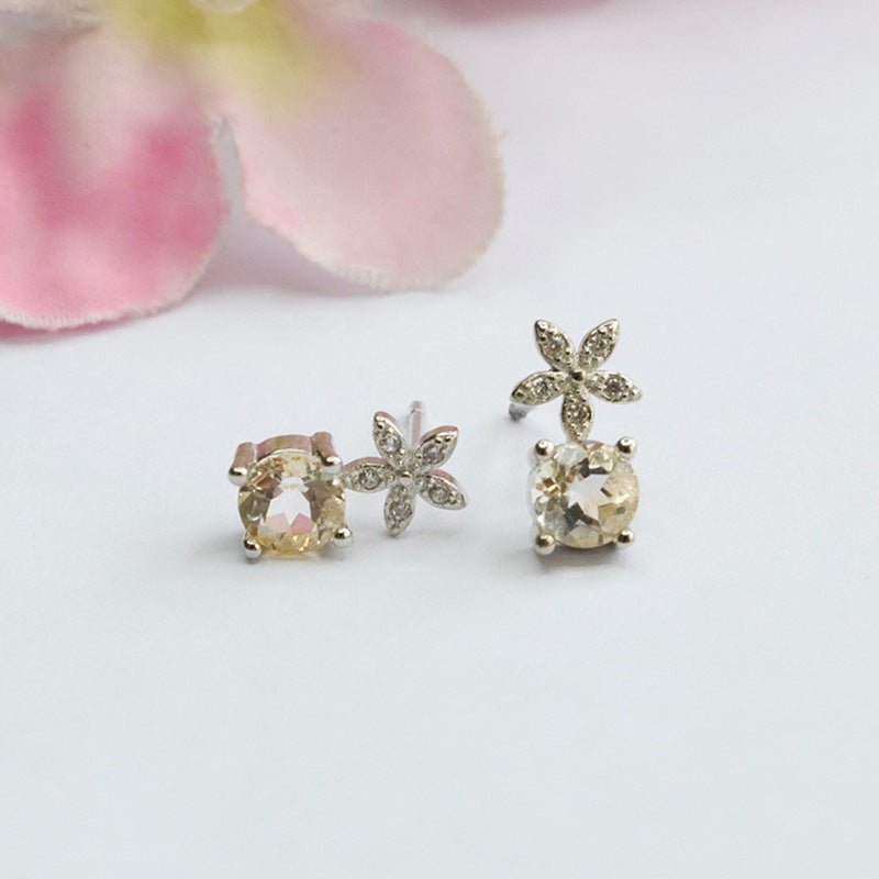 Natural citrine flower earrings S925 silver needle colorful treasure earrings jewelry CB3110303 