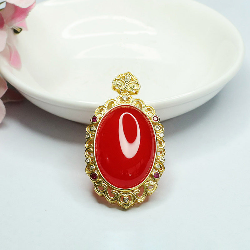 Ice pigeon blood red agate pendant pigeon egg chalcedony necklace MN3060403