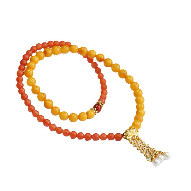 Natural Amber Bracelet Old Beeswax Double Circle Baoshan Nanhong Bracelet HP3071306 