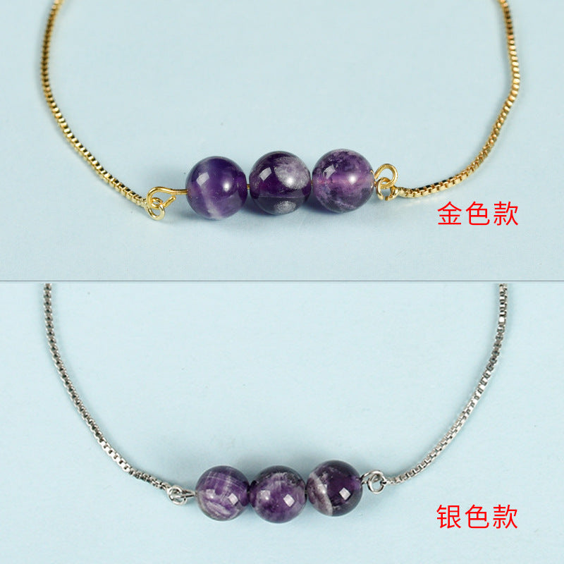 Factory direct sales, simple, fashionable and personalized Sansheng III bracelet, pink crystal tiger eye stone design transfer bead bracelet 