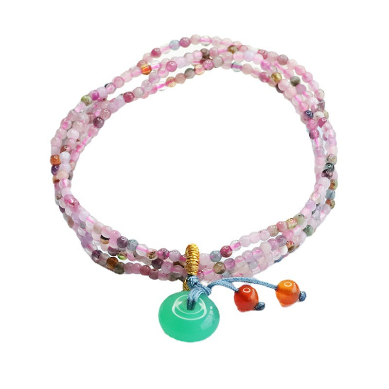 Natural candy tourmaline bracelet multi-circle chrysoprase safety buckle bracelet for women CB3022402 