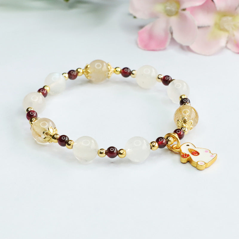 Natural white moonlight bracelet garnet blonde crystal bracelet CB3041109 