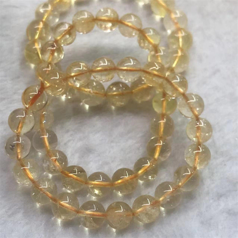 Natural Yellow Asai Citrine Single Circle Bracelet Rainbow Light Bracelet Non-Artificial Explosion Finished Bracelet Wholesale