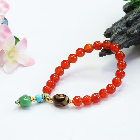 Natural red agate bracelet dzi beads chalcedony diy tassel bracelet MN2062303