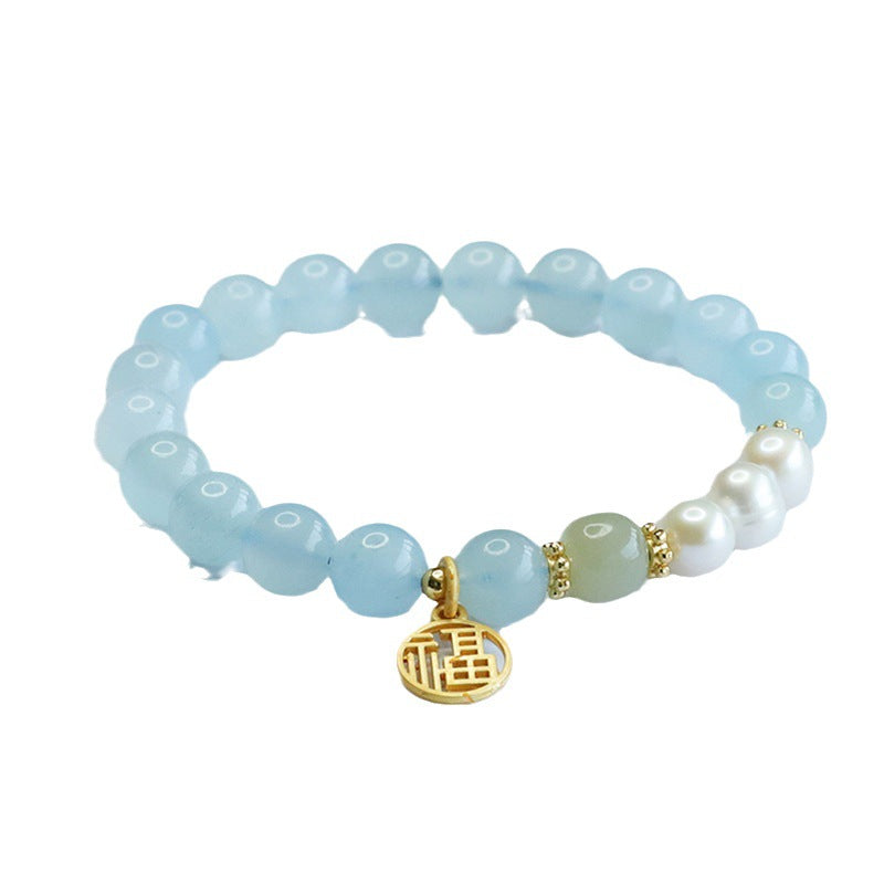 Aquamarine Bracelet Pearl Fu Brand Bracelet Crystal Women's CB3071402 