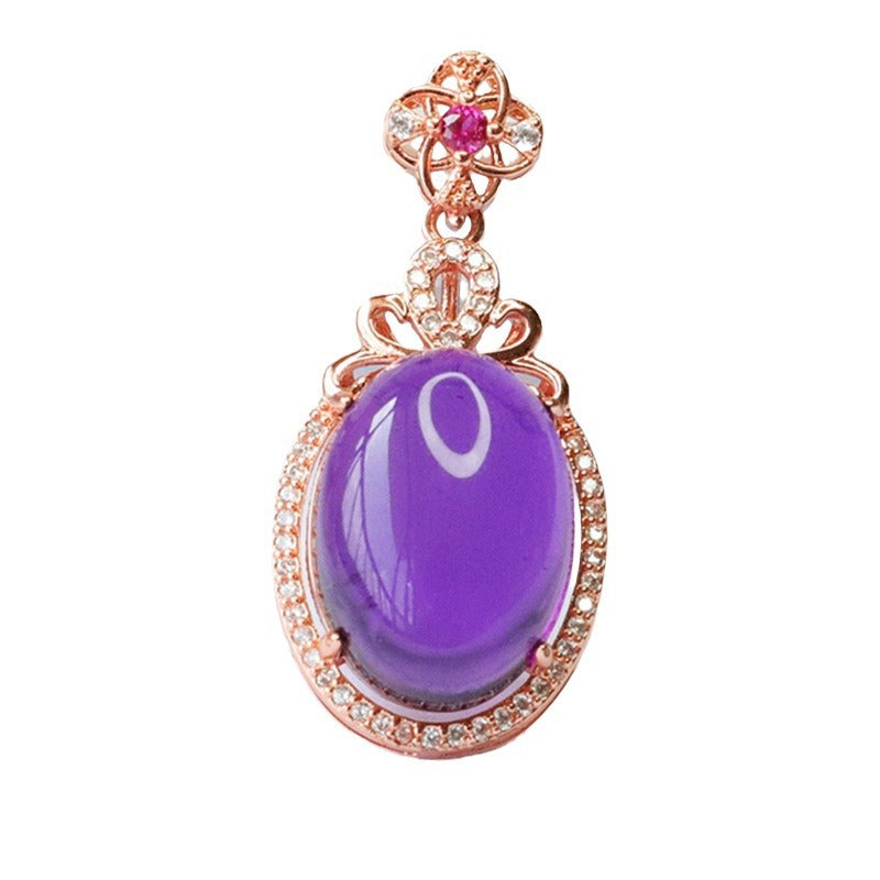 Natural amethyst pendant dove egg purple color treasure necklace for women CB3100108 