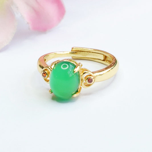 Natural chrysoprase ring pigeon blood red agate ring ethnic style MN3110501