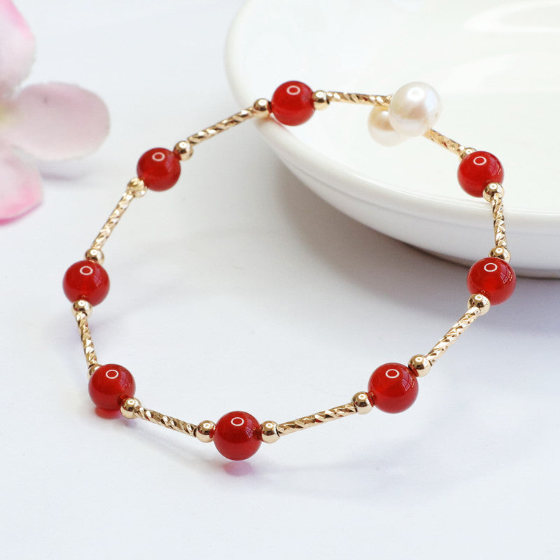 Natural red agate pearl bracelet chalcedony bracelet jewelry accessories MN2040304