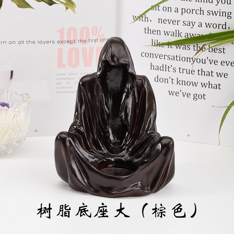 Natural obsidian dark wizard carvings crystal ball raw stone base creative decoration ornaments supply source 