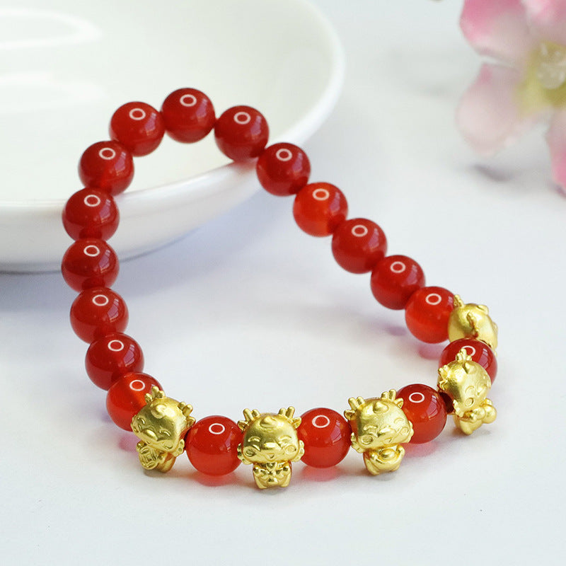 Customized natural red agate Five Fortune Dragon Bracelet Year of the Dragon Ben Ming Nian CB3111205