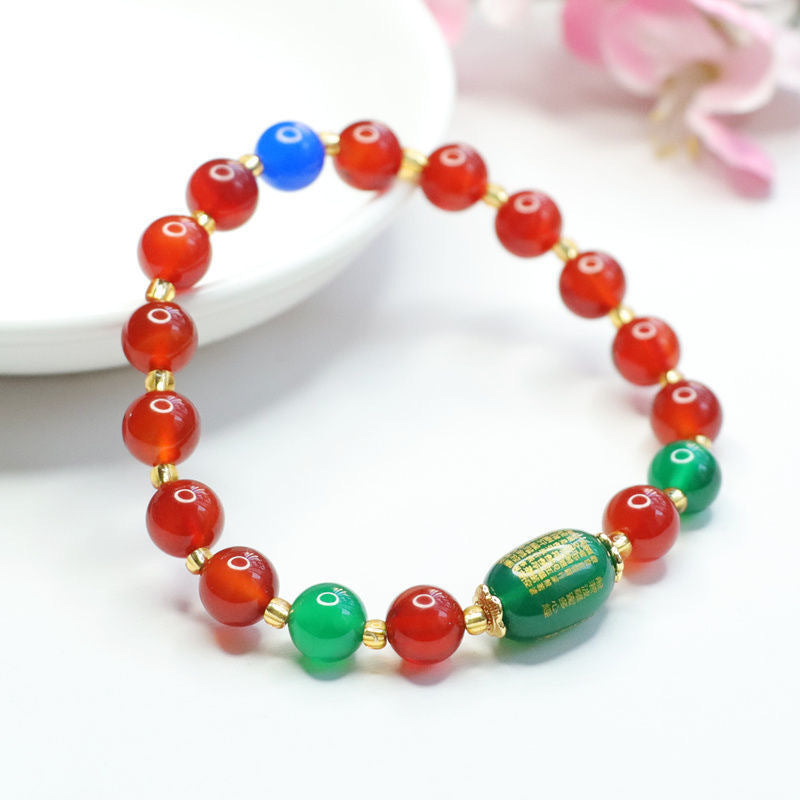 Red Agate Bracelet Chrysoprase Heart Sutra Bracelet Jewelry MN1122559