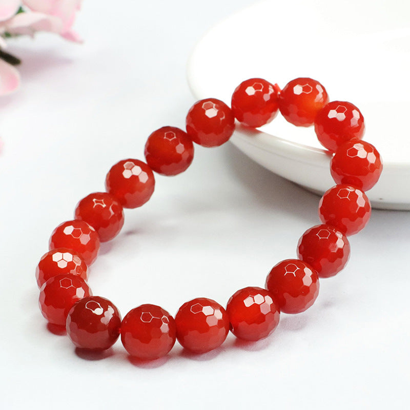 Carnelian faceted bead bracelet pigeon blood carnelian bracelet MN3082601