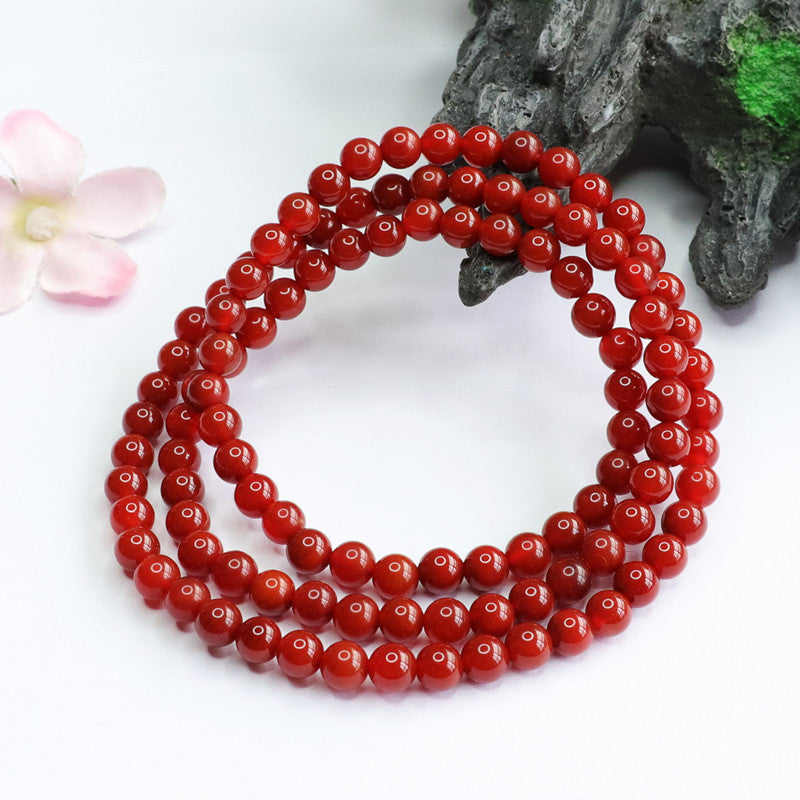 Red Agate Bracelet 108 Buddha Beads Necklace Southern Red Jewelry MN2041411 