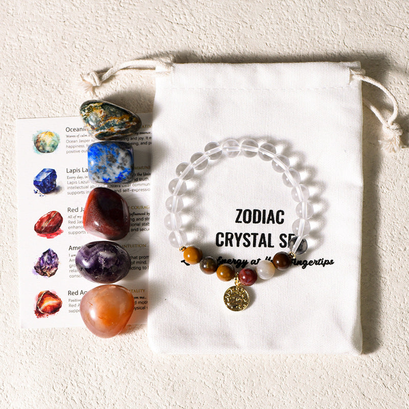 Twelve zodiac signs irregular polished gravel 12 zodiac signs set ornaments crystal ore Christmas gift 