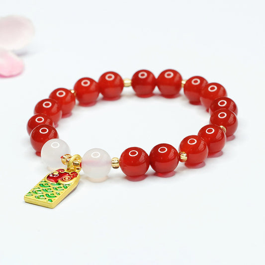 Natural red agate bracelet pigeon blood carnelian bracelet for women national trend MN4010204