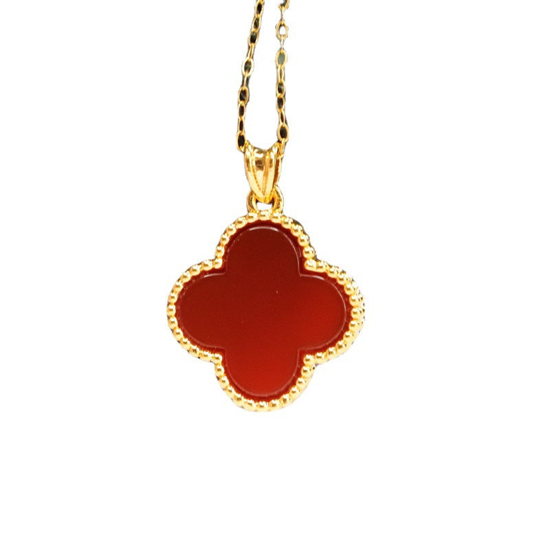 18k gold set with natural red agate pendant chalcedony necklace jewelry MN2092002