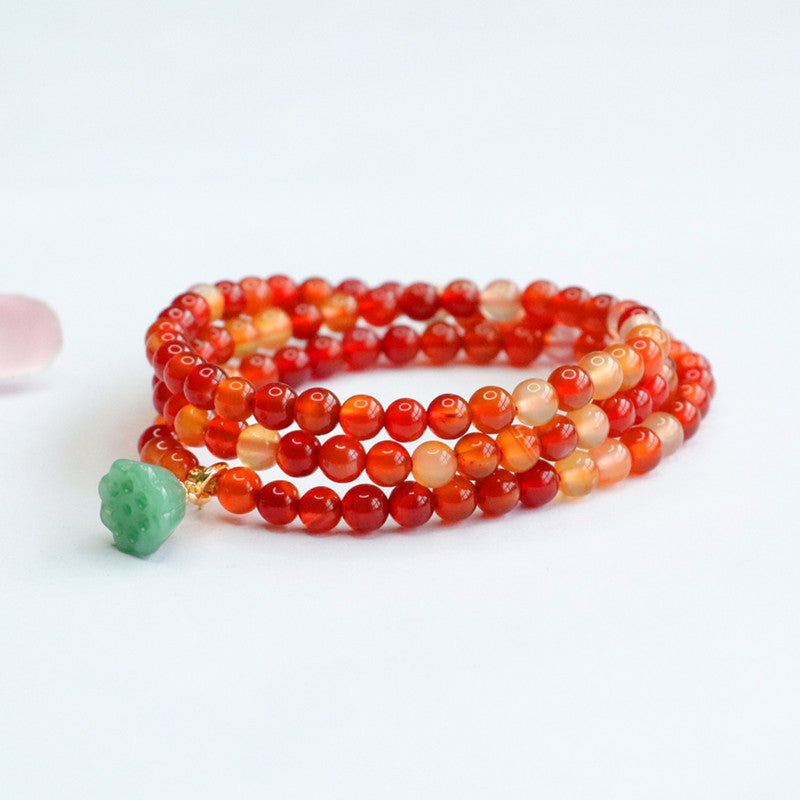 Natural red agate multi-circle bracelet lotus tassel diy chalcedony bracelet jewelry 2050507