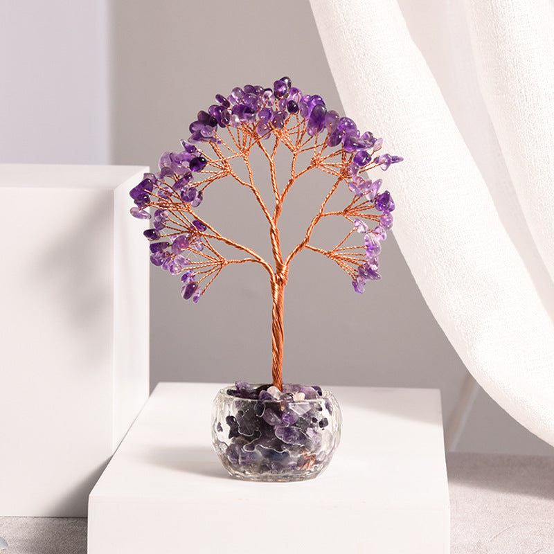 Natural gravel crystal tree diamond glass bowl crafts home creative office desk decoration color tree wholesale 