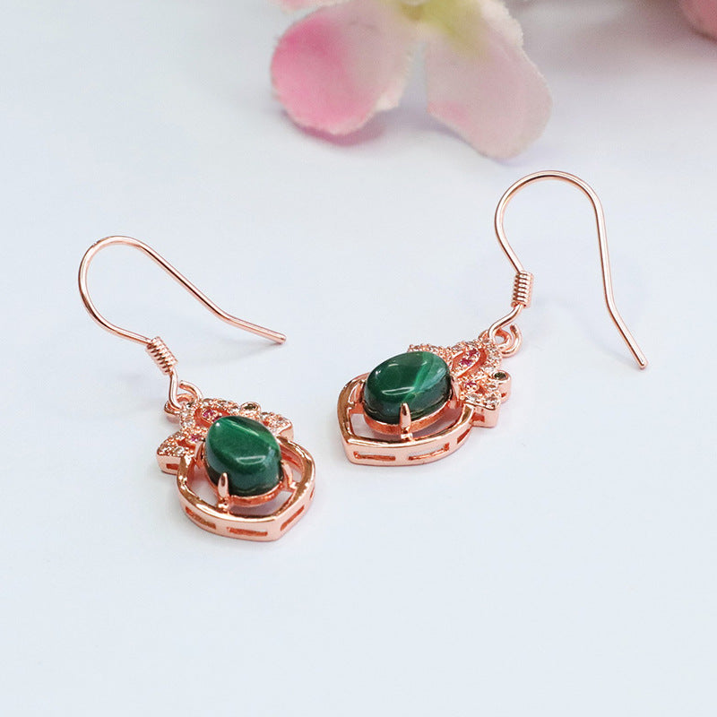 Natural malachite ear hooks colorful clover earrings women's jewelry CB3110703 