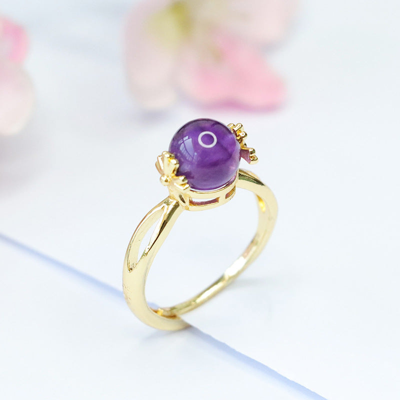 Natural Amethyst Ring Purple Colorful Rotating Ring Women's Jewelry CB3101305 