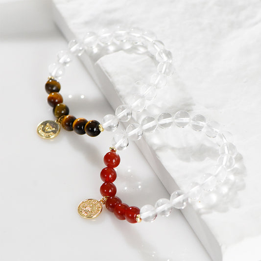 Hot selling 12 constellations natural white crystal bracelet twelve star stone bracelet citrine red agate for men and women 