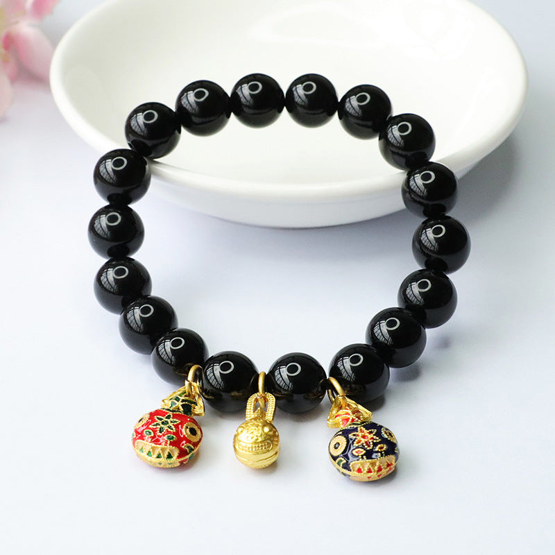 Black Agate Bracelet Gold Swallowing Beast Bracelet Crystal for Men and Women MN3091607 