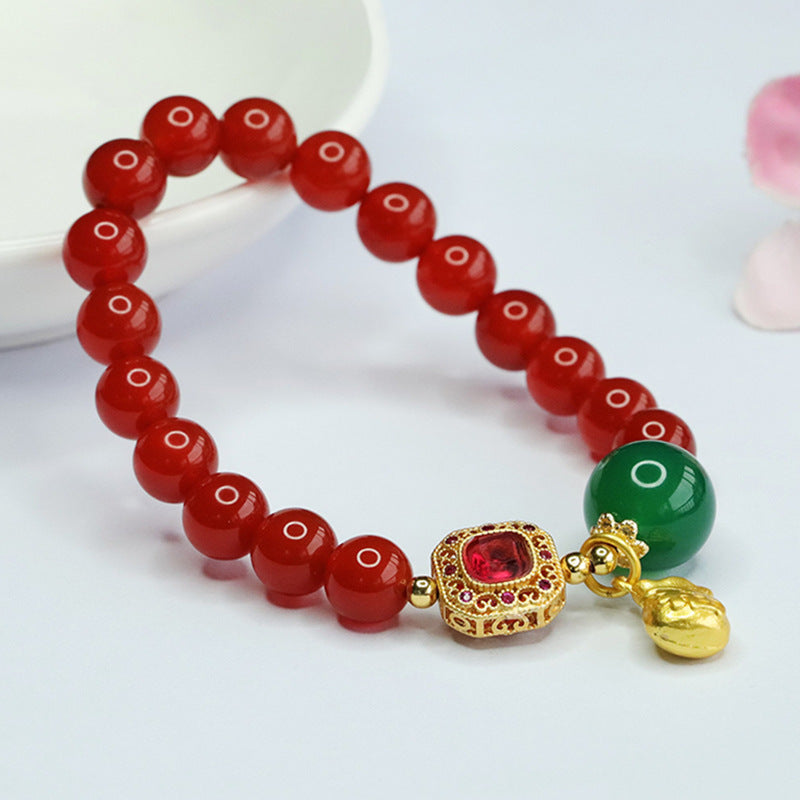 Red agate bracelet, chrysoprase lucky bag bracelet, new Chinese style jewelry MN4012803