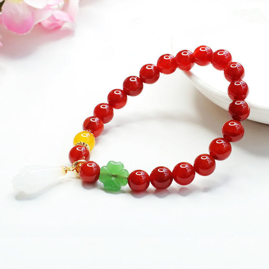 Red agate bracelet magnolia chalcedony bracelet jewelry MN1122556