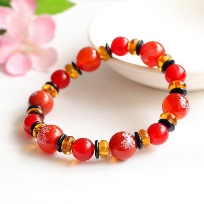 Red Agate Buddha Bracelet Chalcedony Bracelet Jewelry MN1122566