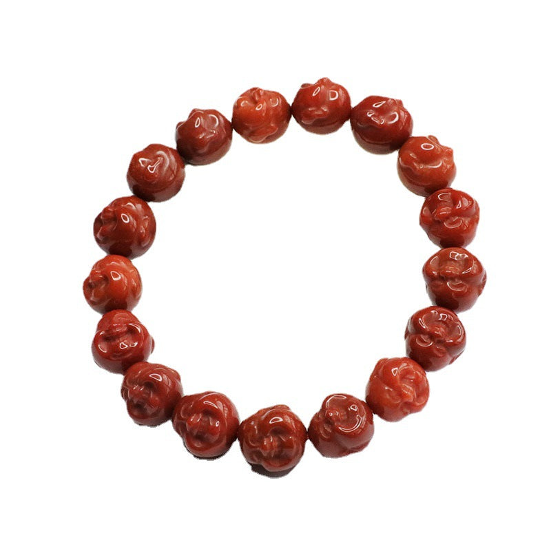 Natural Southern Red Agate Bracelet Full of Flesh and Color Buddha Head Bracelet MN2053005 