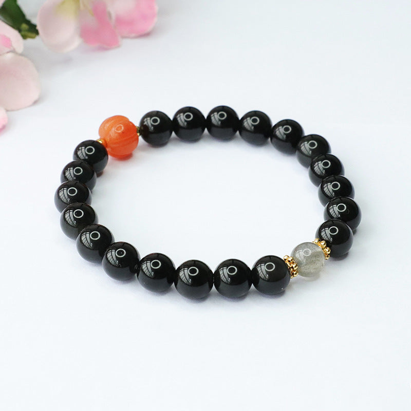 Rainbow Eye Obsidian Bracelet Cat's Eye Crystal Gold Silk Jade Bracelet CB3091602 