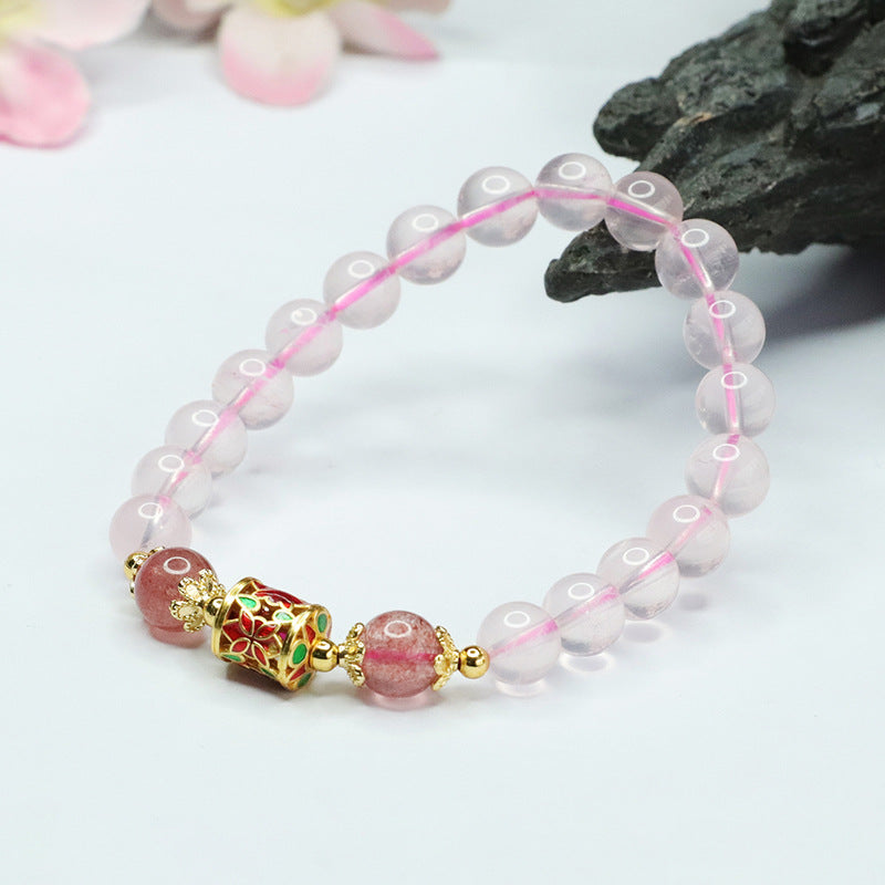 Natural pink crystal bracelet strawberry crystal bracelet colorful treasure jewelry for women CB3032904 