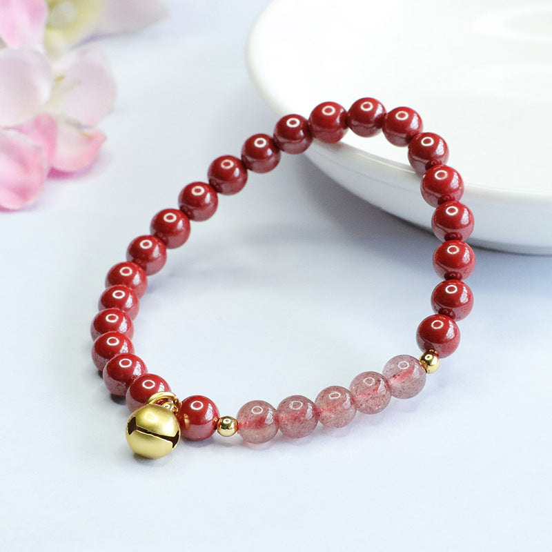 Cinnabar Imperial Sand Bracelet Strawberry Crystal Bell Bracelet ZS3071201 