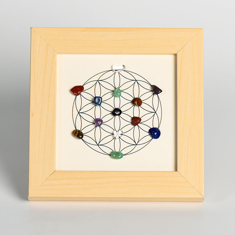 Flower of Life Raw Stone Crystal Photo Frame Table Move-in New Tree House Picture Frame Home Festive Ornament Gift 