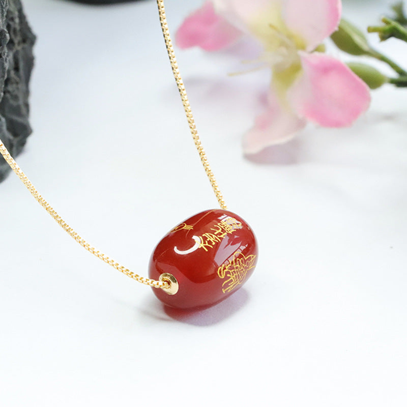 18K gold with red agate pendant Passepartout necklace MN3030204