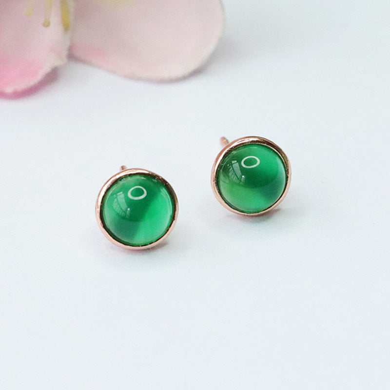 S925 silver set with natural green agate earrings chalcedony earrings jewelry MN3101002