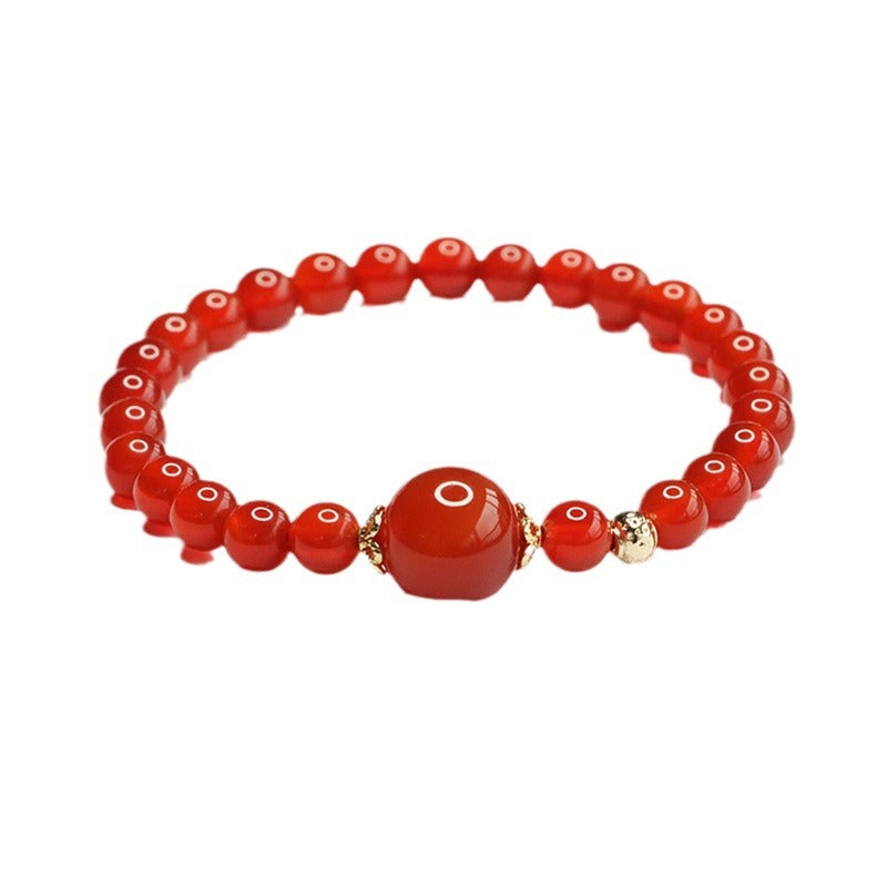 Red Agate Bracelet Chalcedony Crystal Bracelet Ancient Style Jewelry MN4060402